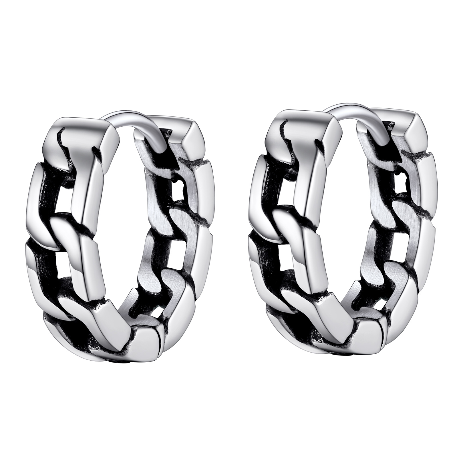 Chunky Cuban Chain Huggie Hoop Earrings For Men