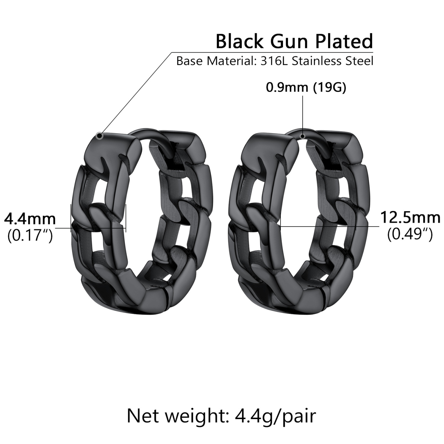 Chunky Cuban Chain Huggie Hoop Earrings For Men