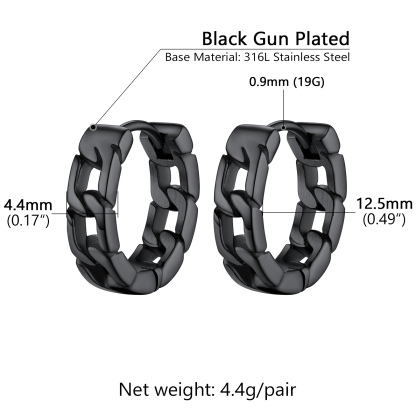 Chunky Cuban Chain Huggie Hoop Earrings For Men