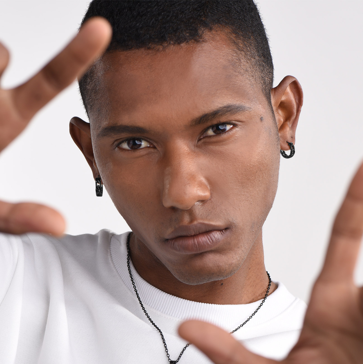 Chunky Cuban Chain Huggie Hoop Earrings For Men