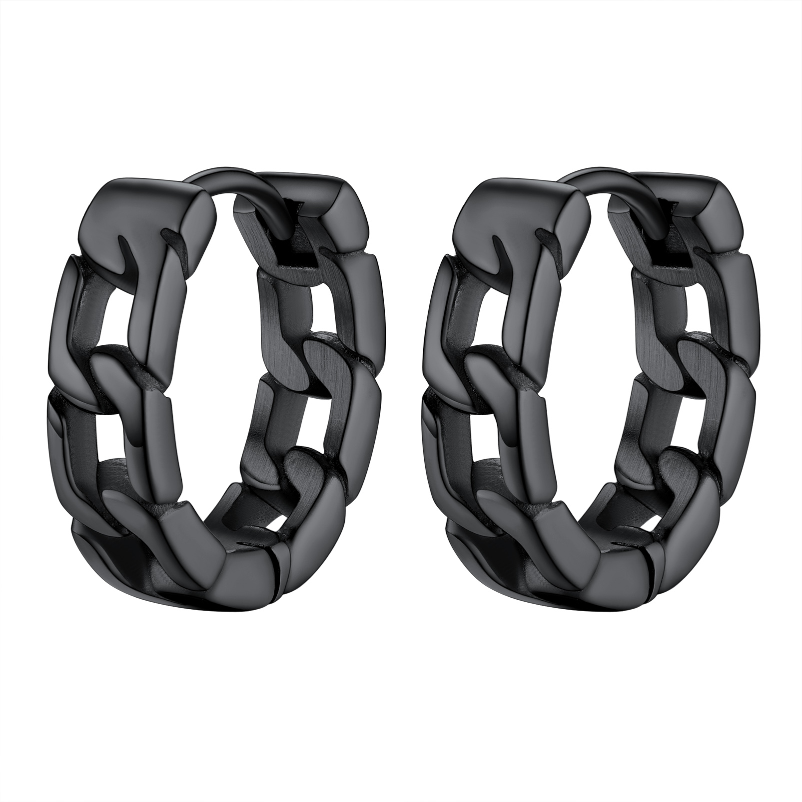 Chunky Cuban Chain Huggie Hoop Earrings For Men