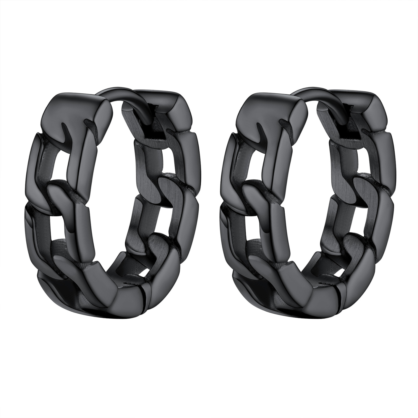 Chunky Cuban Chain Huggie Hoop Earrings For Men