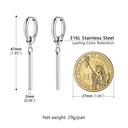 Punk Long Bar Dangle Drop Earrings For Men Women