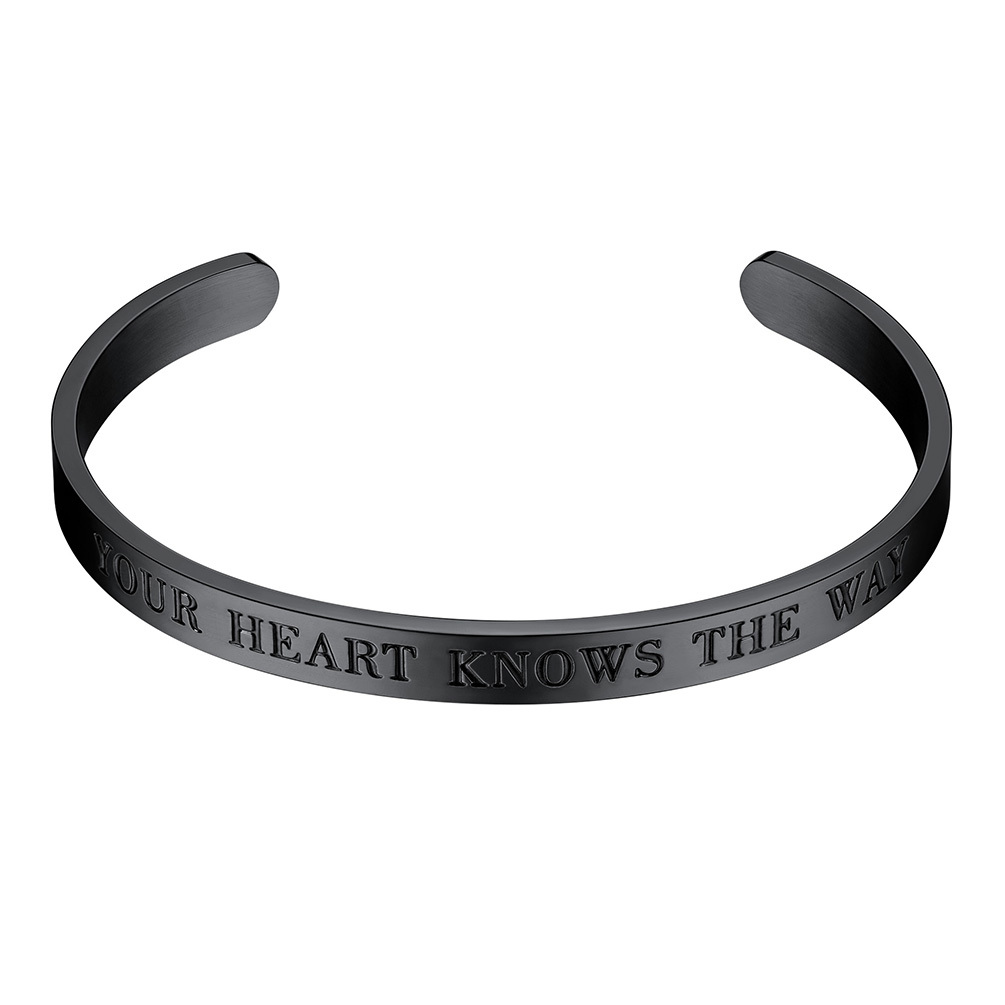 Inspirational Black Plated Cuff Bracelet