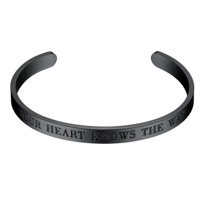 Inspirational Black Plated Cuff Bracelet