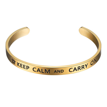 Keep Calm engraved gold cuff bracelet
