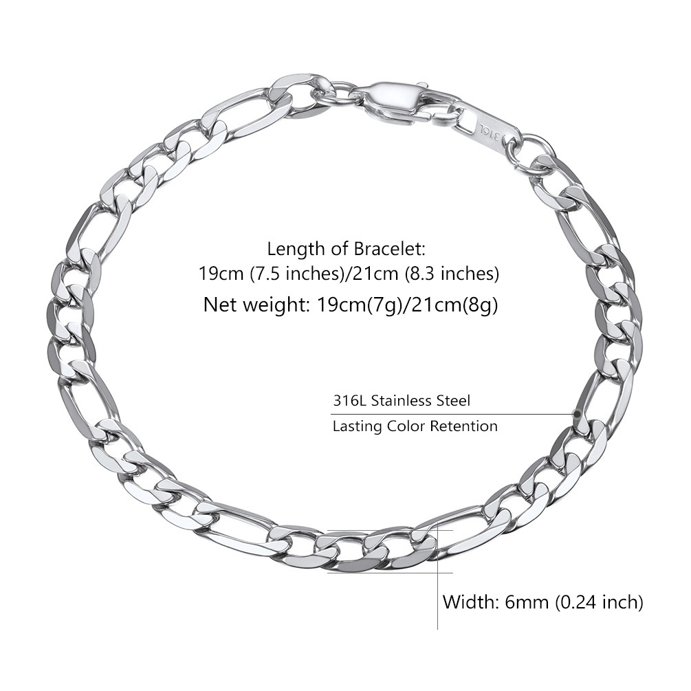 6mm figaro bracelet size detail