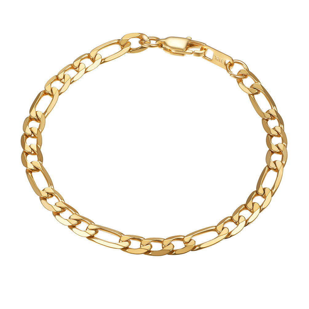 6mm Gold Stainless Steel Figaro Chain Bracelet