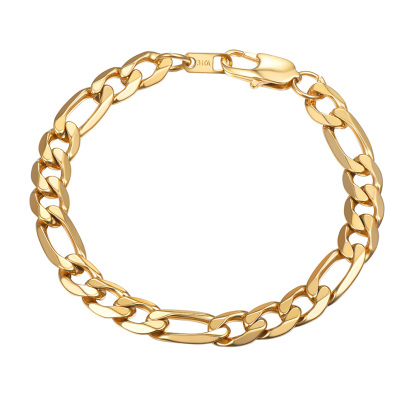 Gold Figaro Steel Bracelet 9mm