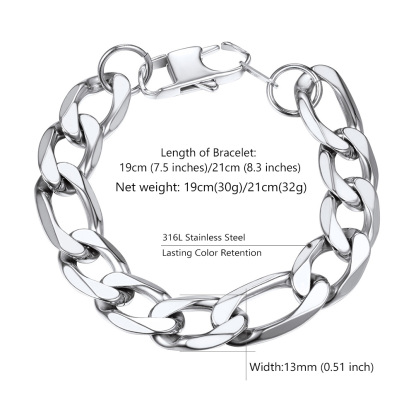 13mm figaro chain bracelet size guide