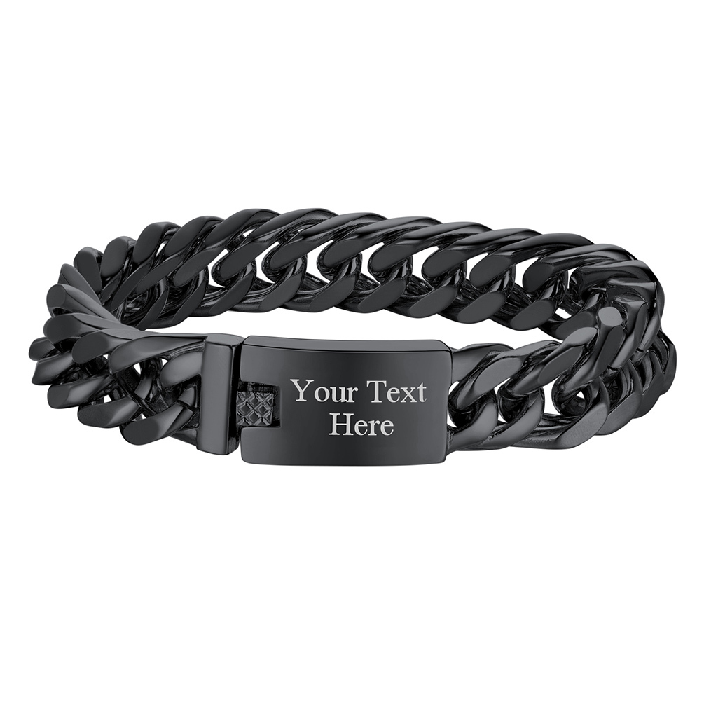 16.5mm Black Plated Cuban Link Bracelet