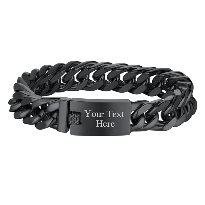 16.5mm Black Plated Cuban Link Bracelet