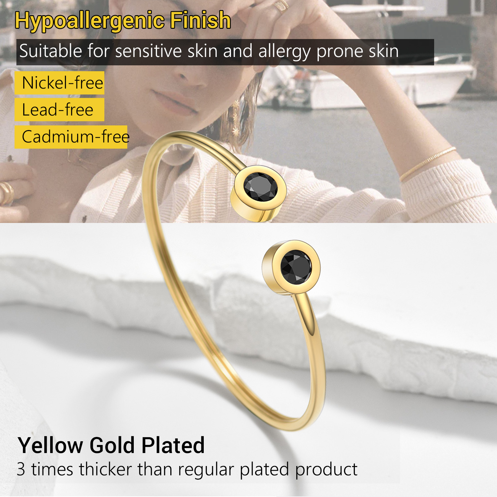 Hypoallergenic gold cuff bracelet