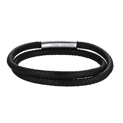FaithHeart Black Braided Double Leather Bracelet FaithHeart