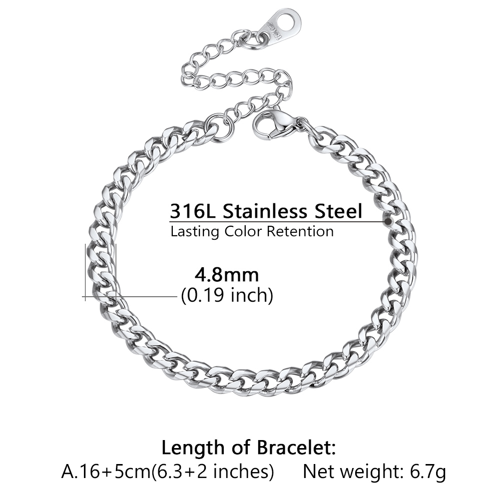 4.8mm cuban bracelet size reference
