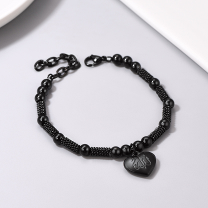 Black Allah heart charm beads bracelet