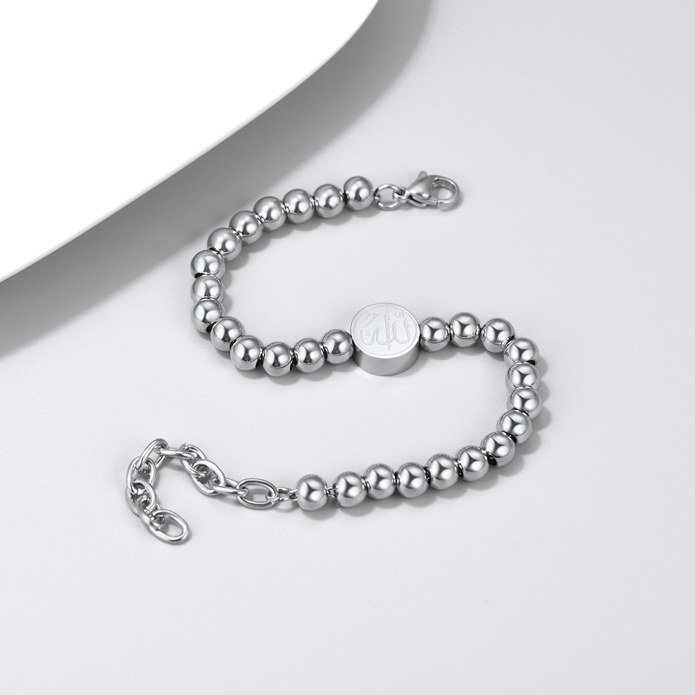 Stainless steel beads bracelet flat lay