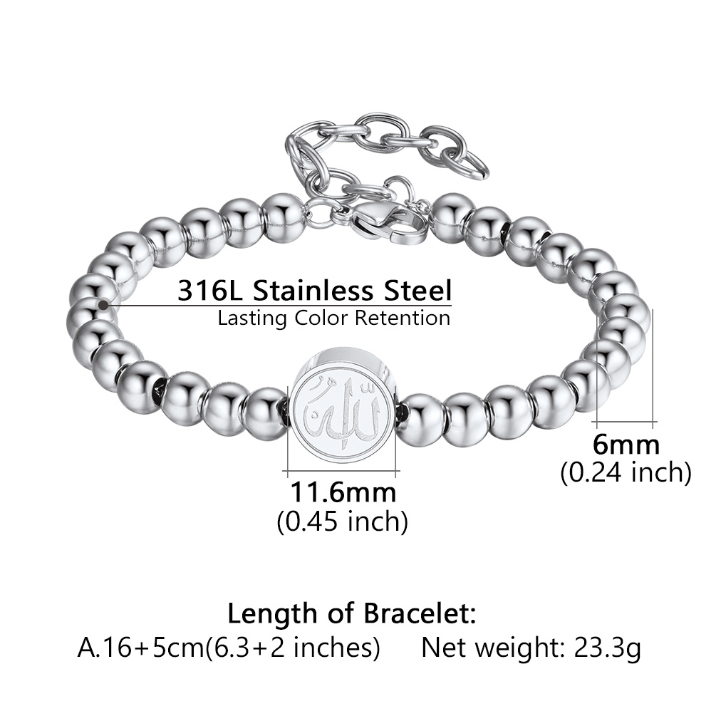 beads bracelet size and details stainless steel