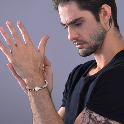 Men wearing beads bracelet