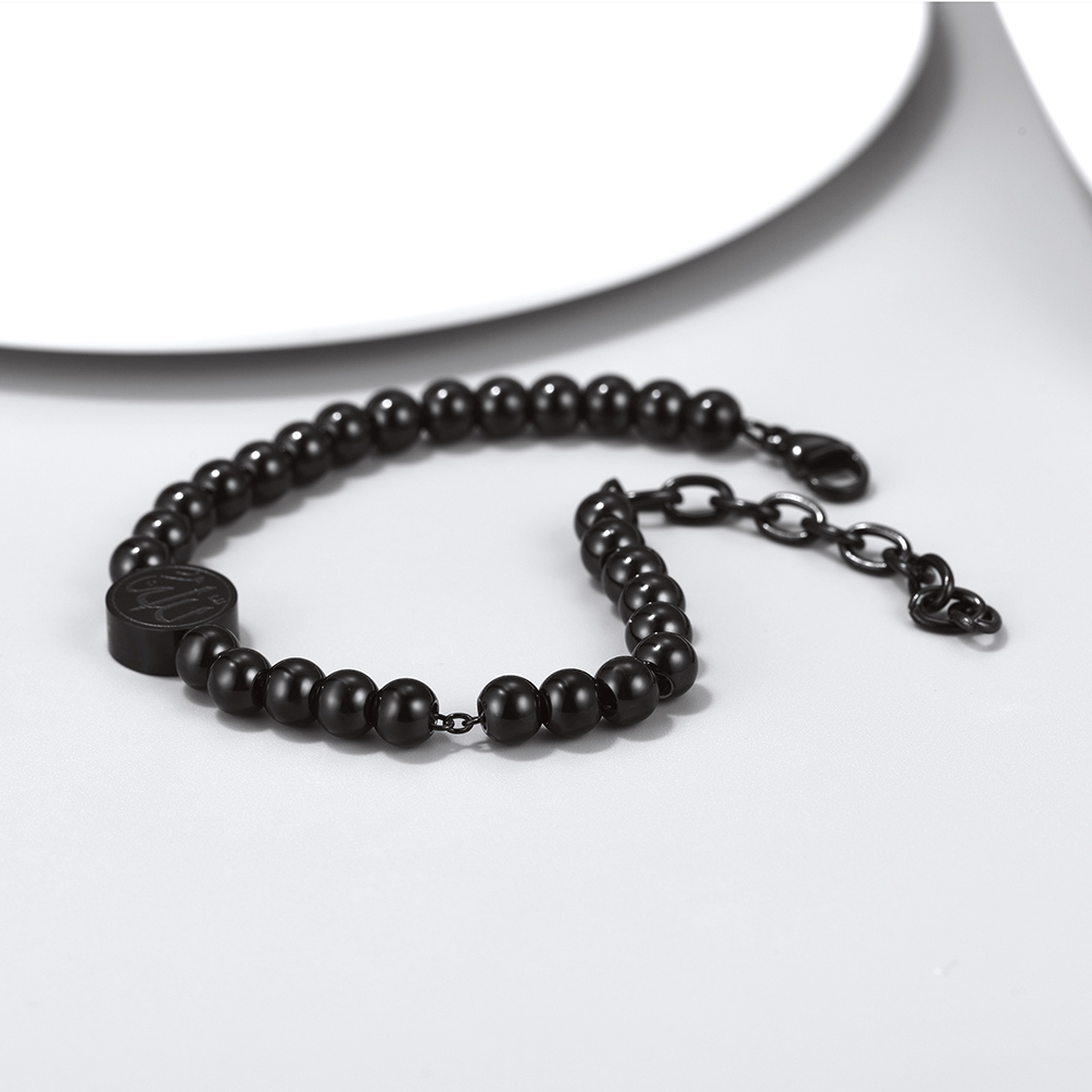 black stainless steel beads bracelet