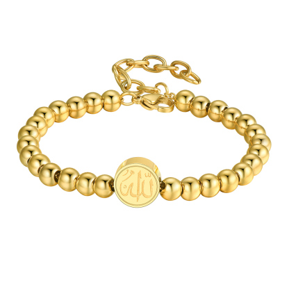 Gold Stainless steel beads bracelet flat lay