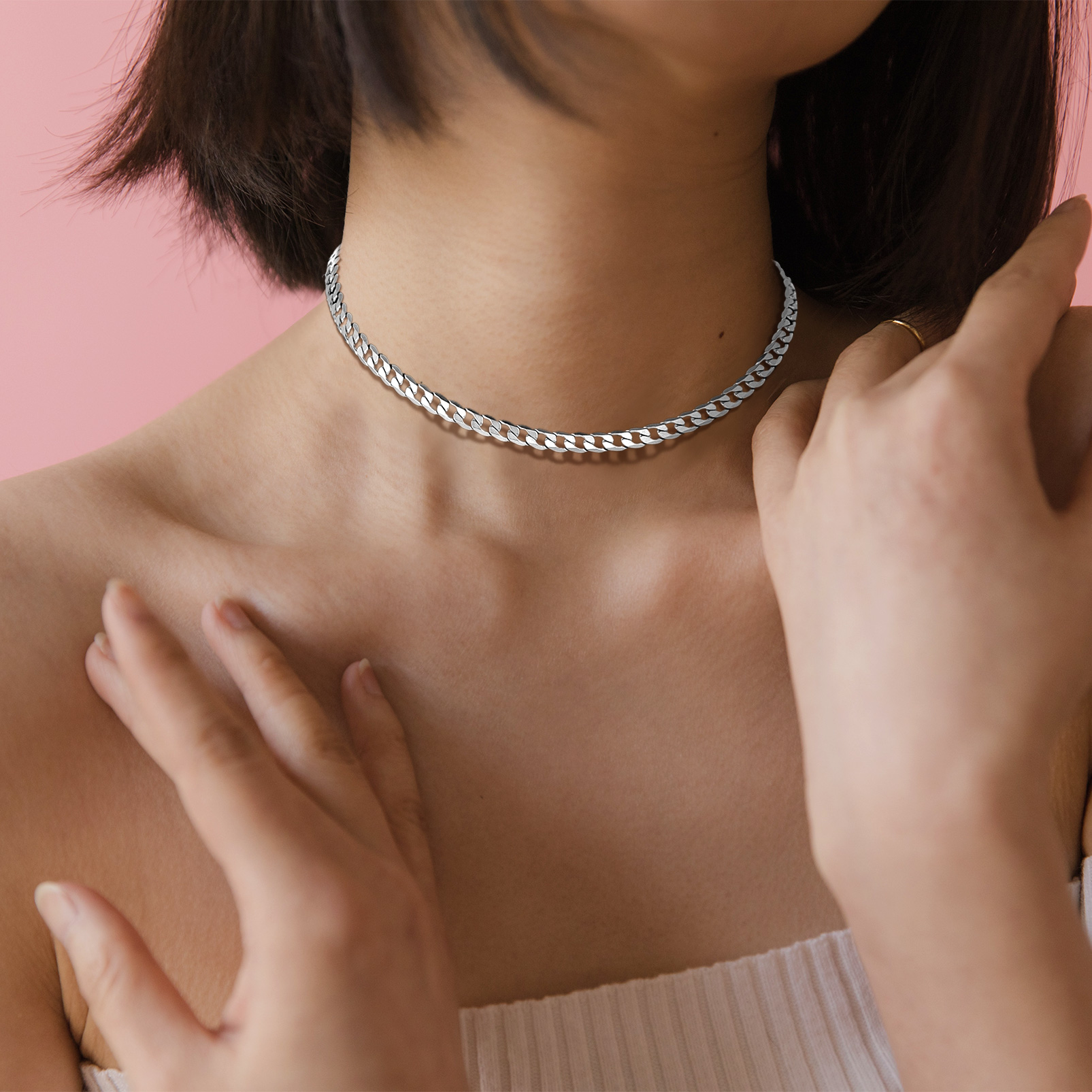 Cuban chain choker necklace for women 14 inch