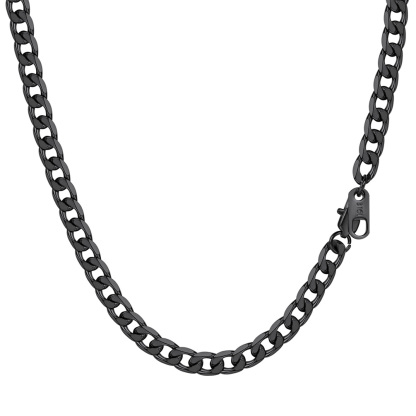 Black Cuban chain necklace stainless steel lobster clasp