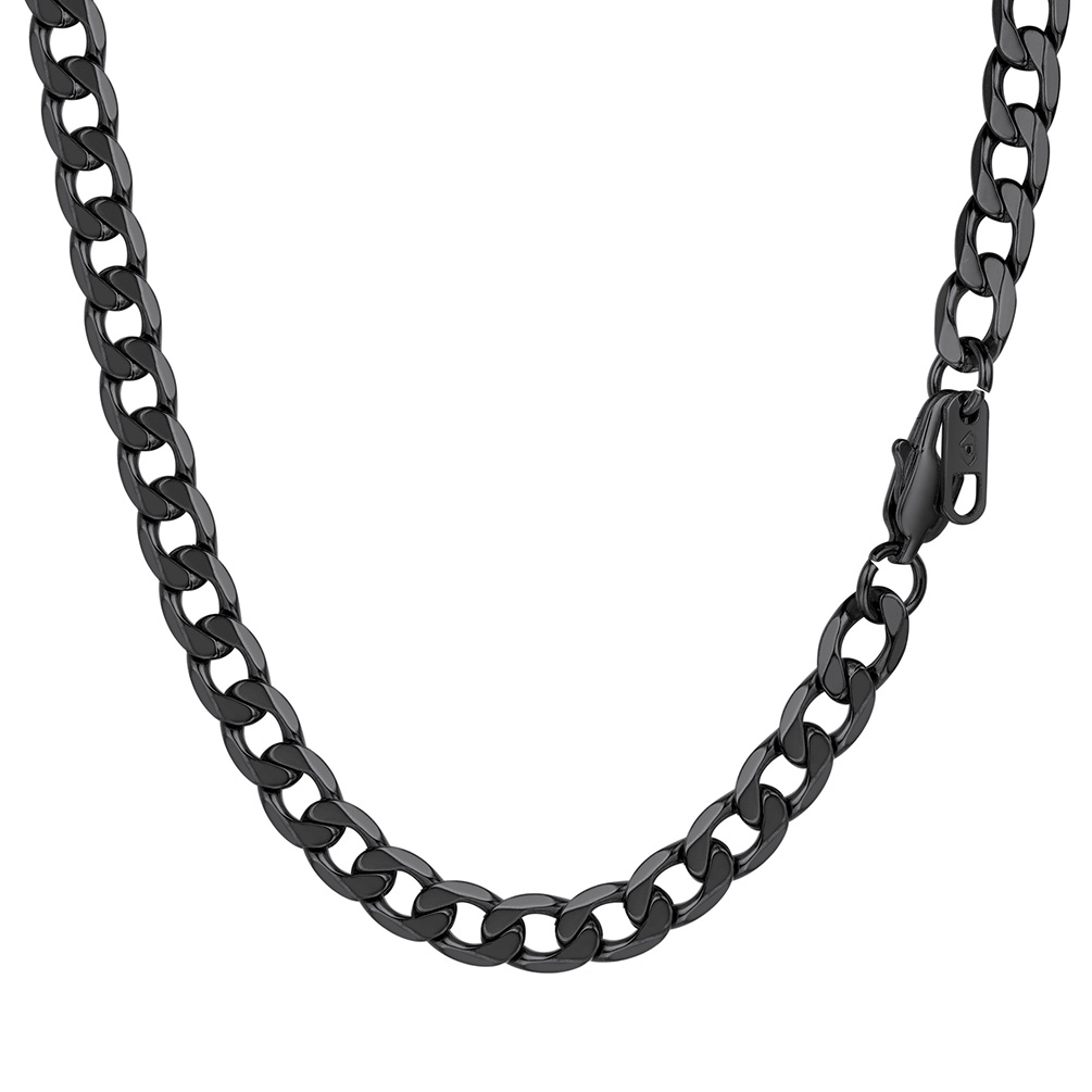 black cuban chain necklace stainless steel product shot