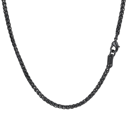black stainless steel wheat chain necklace