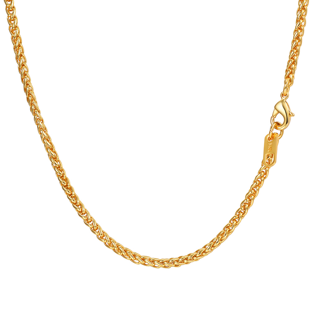 Gold stainless steel wheat chain necklace