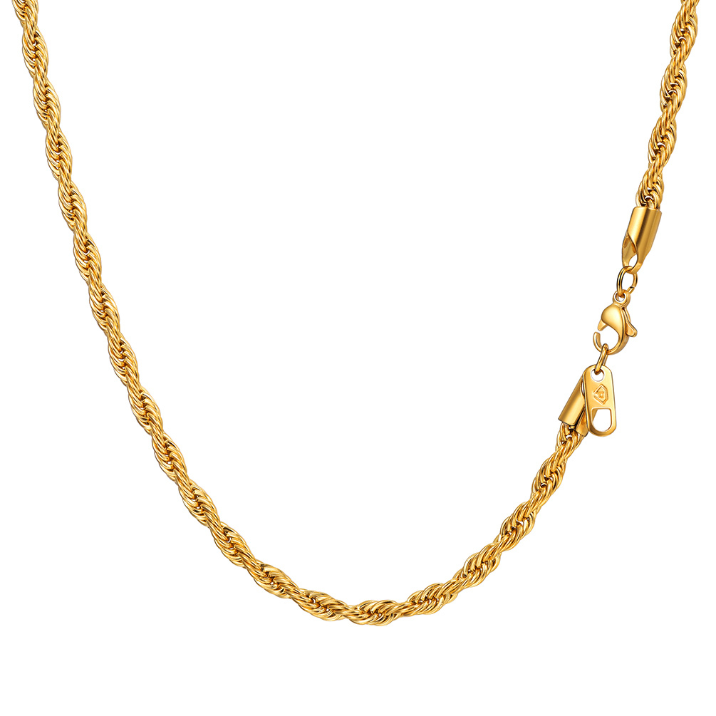 Gold stainless steel rope chain necklace