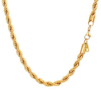 Gold stainless steel rope chain necklace