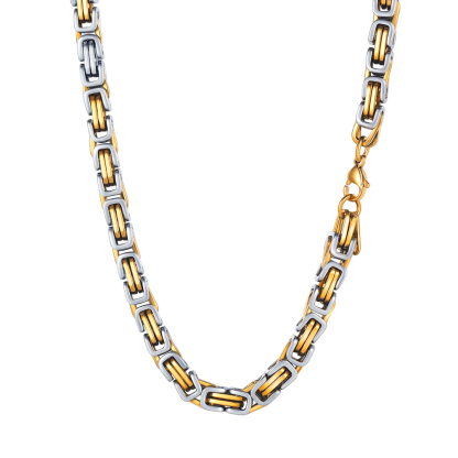 steel gold Byzantine chain necklace stainless steel