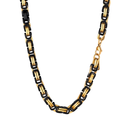Black gold Byzantine chain necklace stainless steel