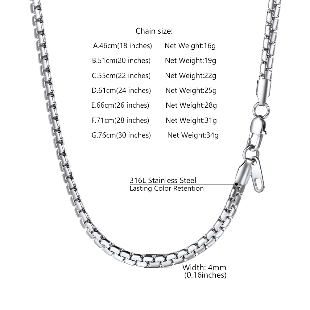 20" Black Stainless Chain Necklace