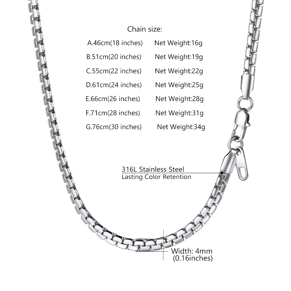 20" Black Stainless Chain Necklace