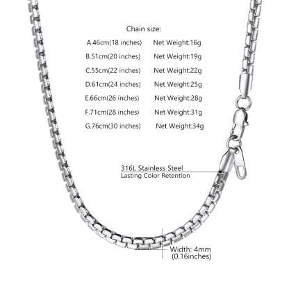 20" Black Stainless Chain Necklace