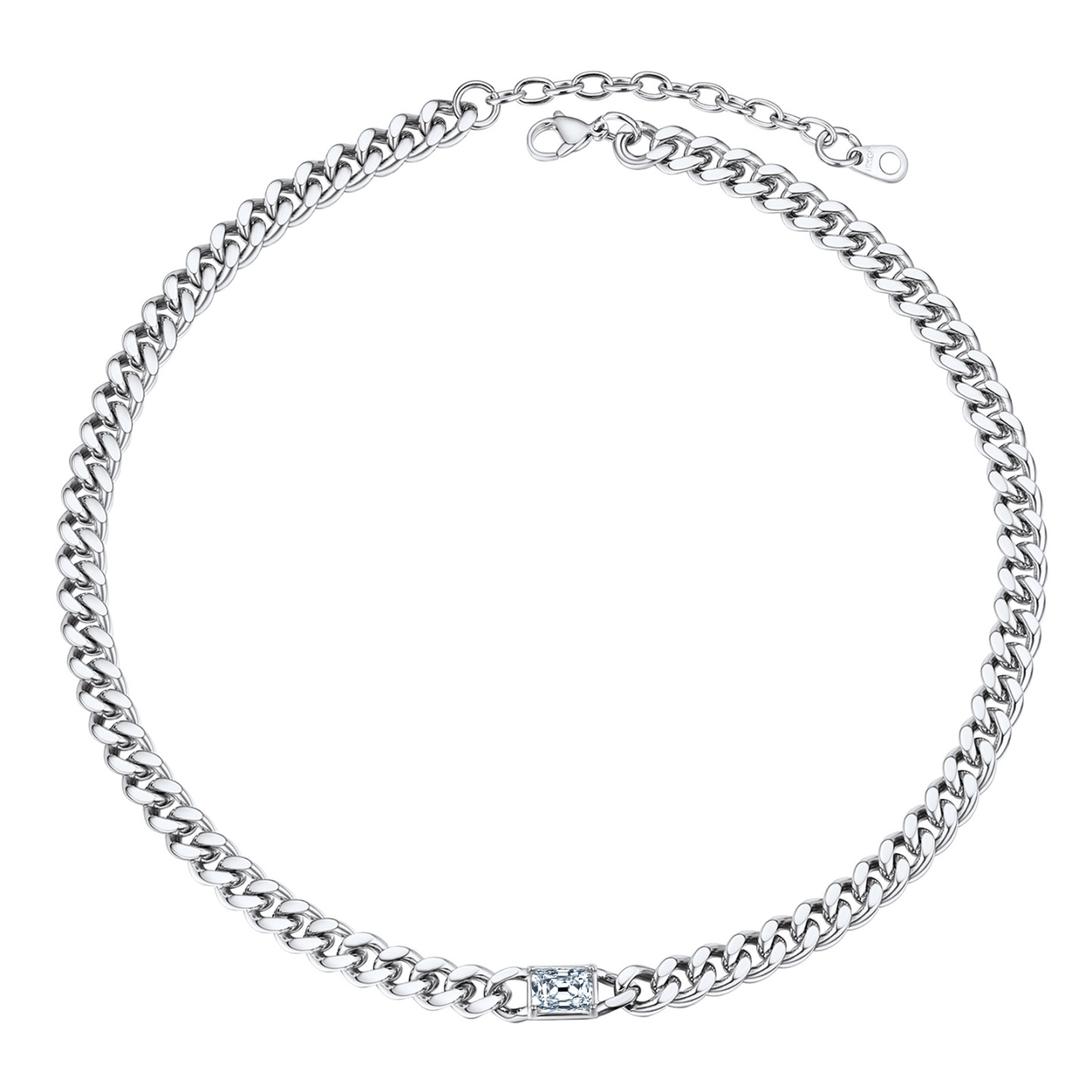 Cuban Chain Rectangle Zircon Necklace