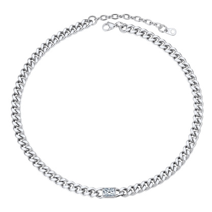 Cuban Chain Rectangle Zircon Necklace