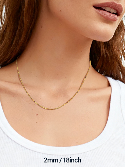 Rolo Box Link Chain Stainless Steel Link Necklace For Men 