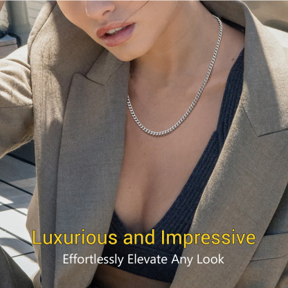 4mm Cuban Link Chain Necklaces Stainless Steel 14/18/20/22/24/26/28/30 inches