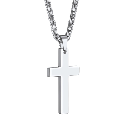Silver Stainless Steel Cross Pendant with Chain