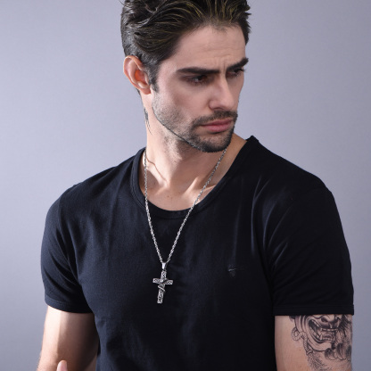 Snake Cross Necklace Jewelry - Gothic pendant for men