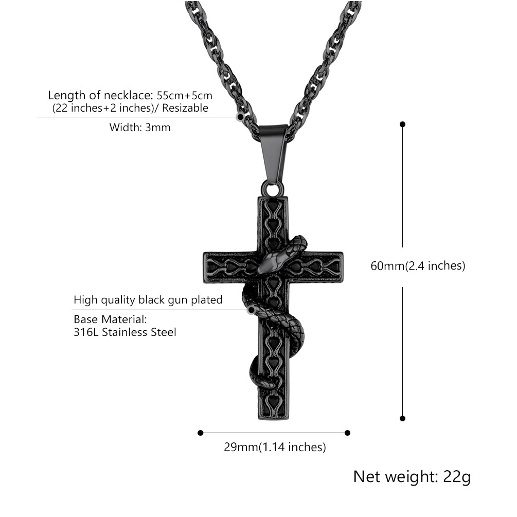 Snake Cross Necklace Jewelry Size