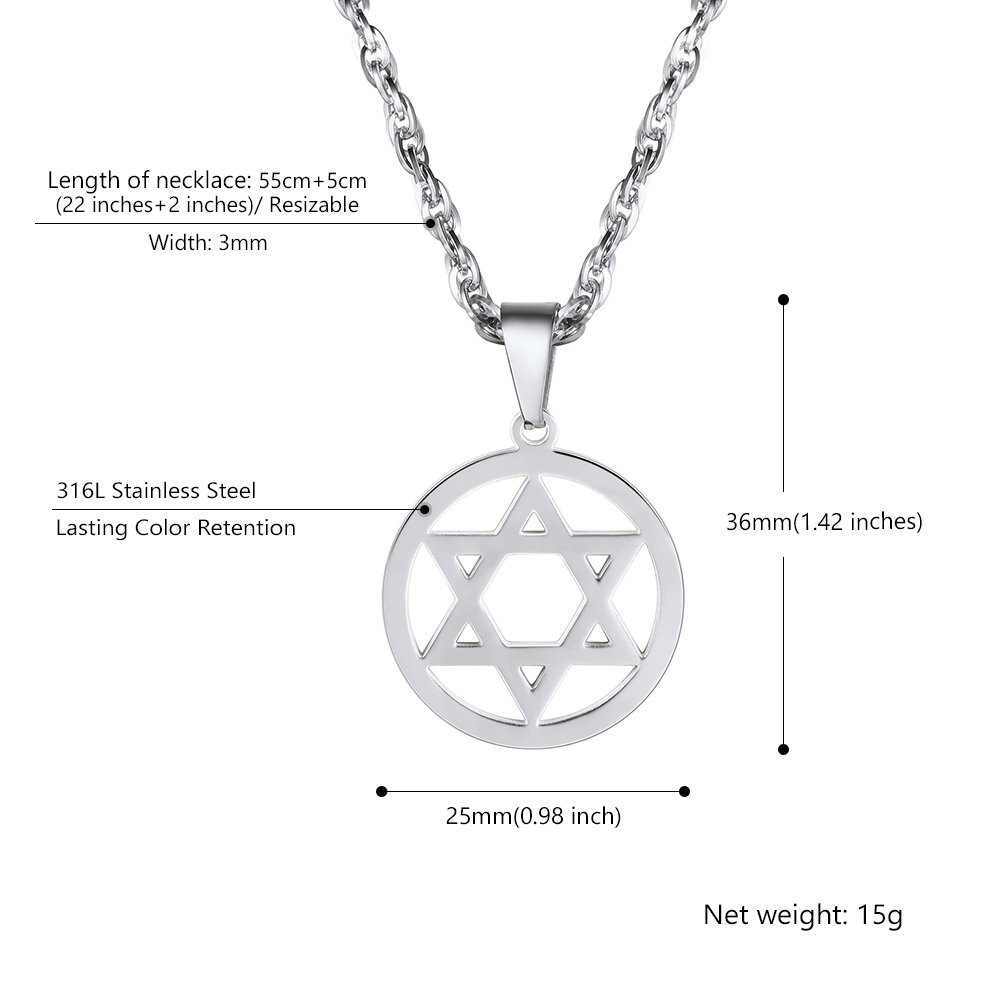 Star of David Jewish Pendant Necklace For Men Women