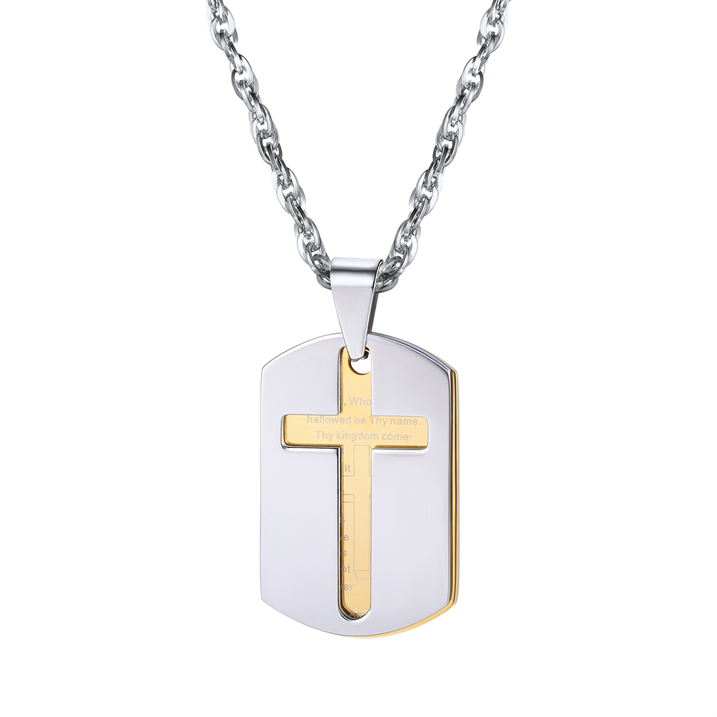 Stainless Steel Cross Dogtag Pendant