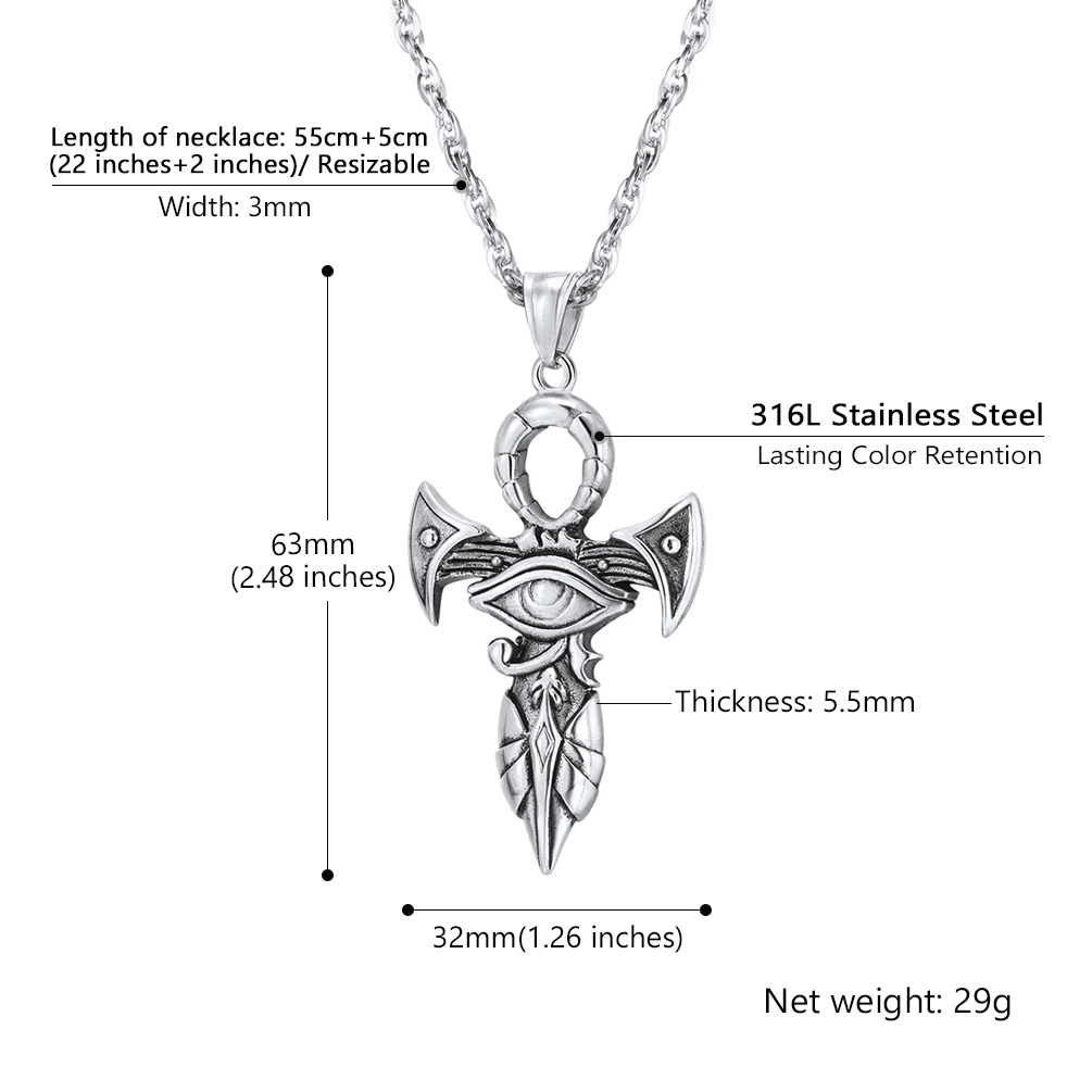 Ankh cross pendant necklace size details