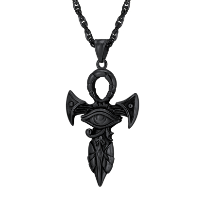 Black ankh cross pendant necklace