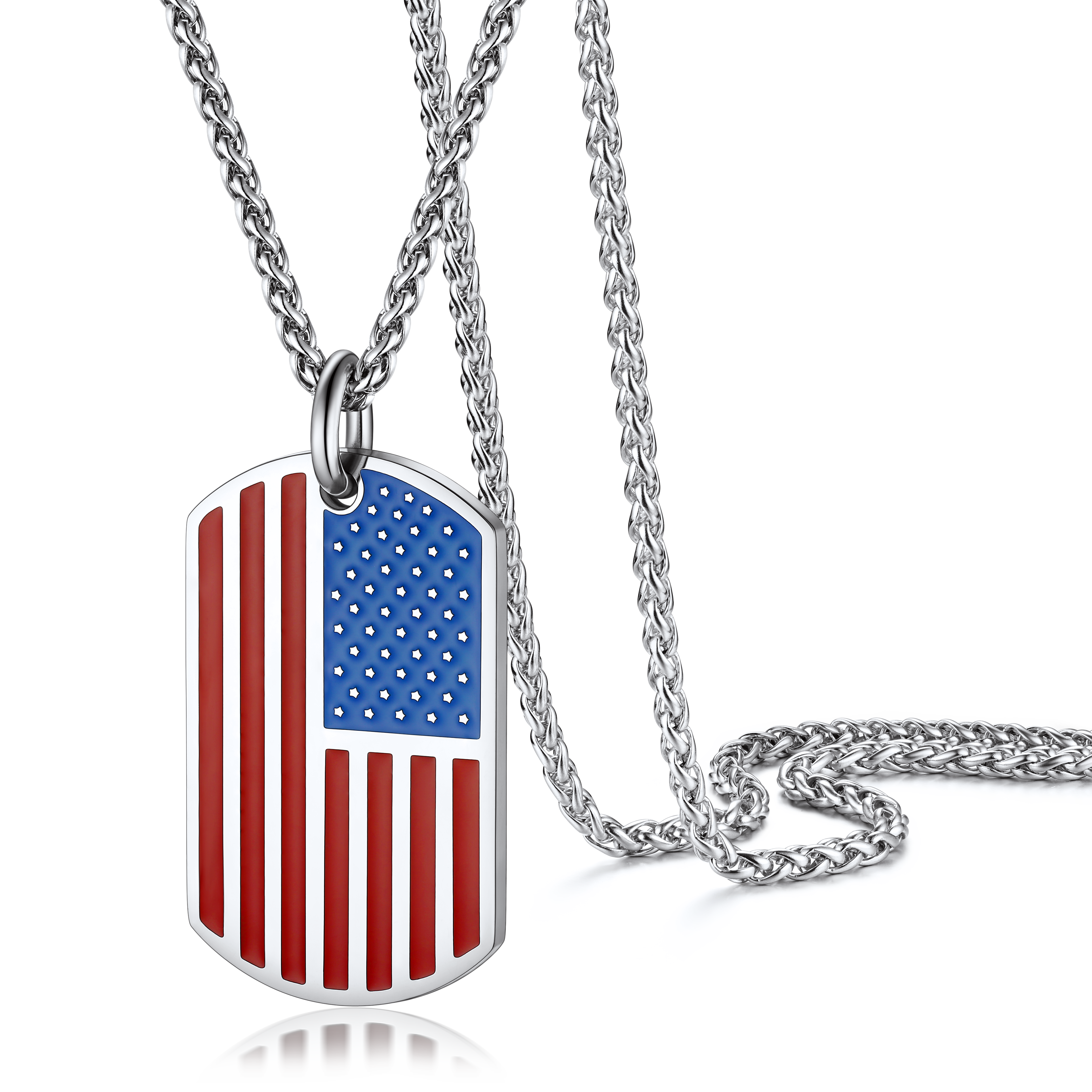 Stainless Steel American Flag Dog Tag Pendant | Patriotic Gift for Men