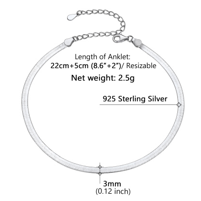 Herringbone Snake Chain Product specification graphic